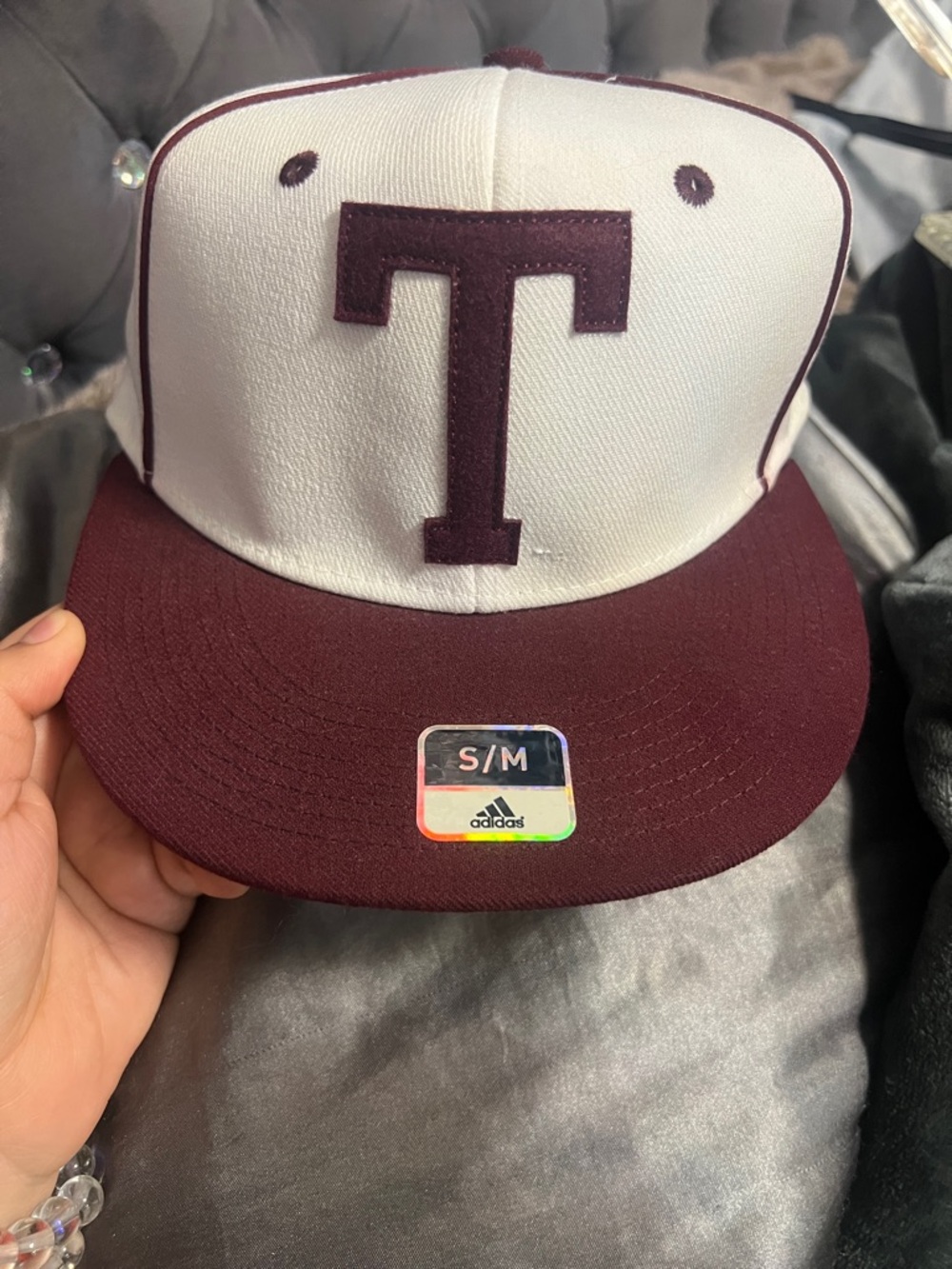 adidas White and Maroon Two-Tone Snapback Hat